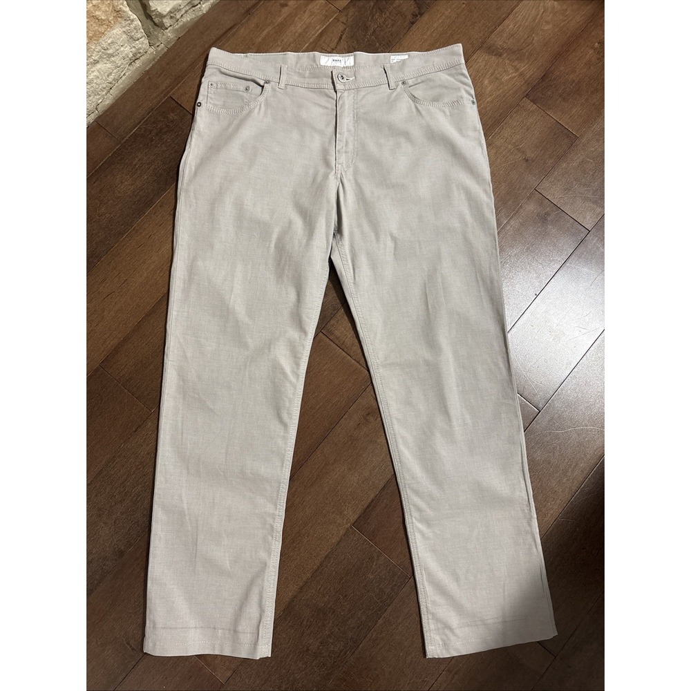 Brax Cooper Fancy Pants Men 38x31 Regular Fit Flat Front Stretch Chinos Beige
